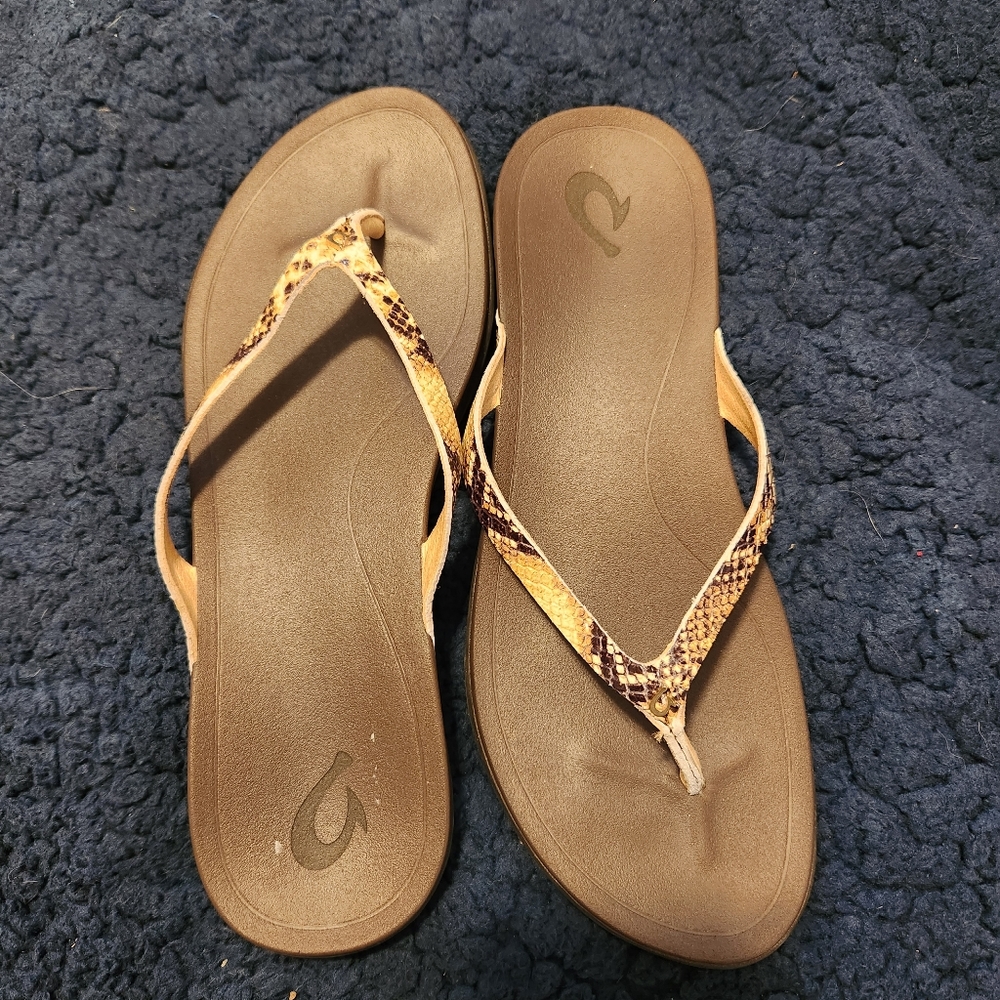 Olukai Faux Snakeskin Sandal